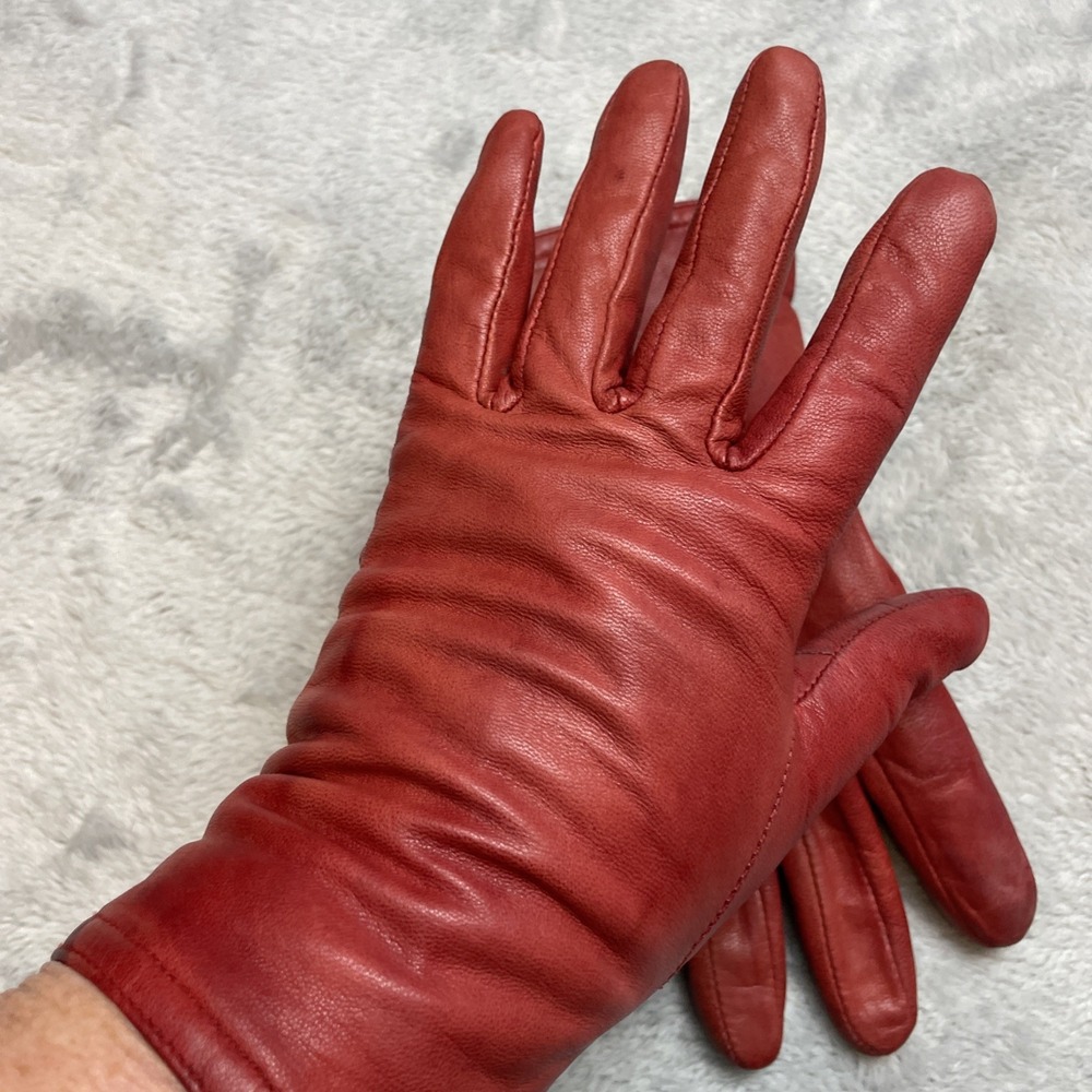 Gloves‎ Intl Leather Gloves Womens M Cranberry Fleece Lined Wrist Thinsulate